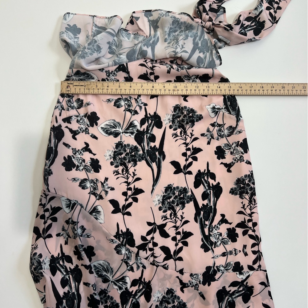 Parker Pink & Black Floral One Shoulder Ruffle Dress XS - Picture 5 of 7